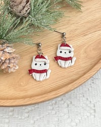 Image 3 of Christmas Cat Earrings | Winter Kitten Earrings 