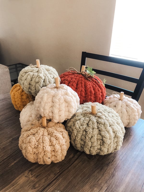 Image of Hand Woven Chunky Knit Decorative Pumpkin