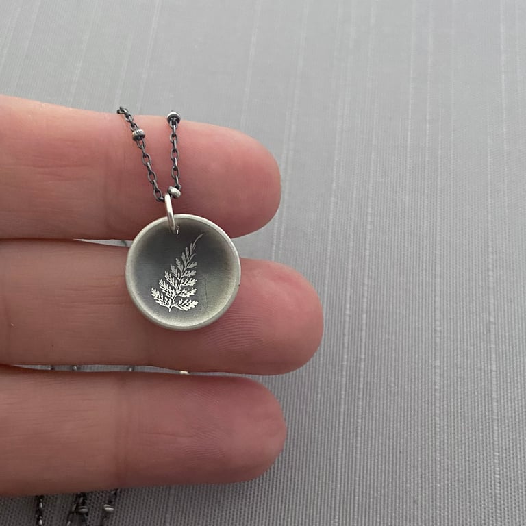 Small Sterling Silver Saucer Fern Necklace Image 3