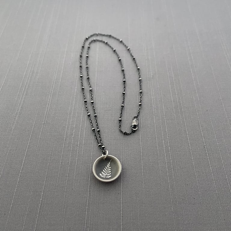 Small Sterling Silver Saucer Fern Necklace Image 4