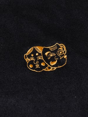 Image of Okame/Hyottoko embroidered t shirts designed by Horiyen 
