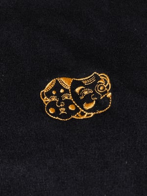 Image of Okame/Hyottoko embroidered t shirts designed by Horiyen