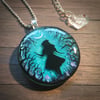 Alice in the Dark Forest Hand Painted Resin Pendant