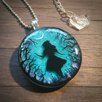 Image 1 of Alice in the Dark Forest Hand Painted Resin Pendant