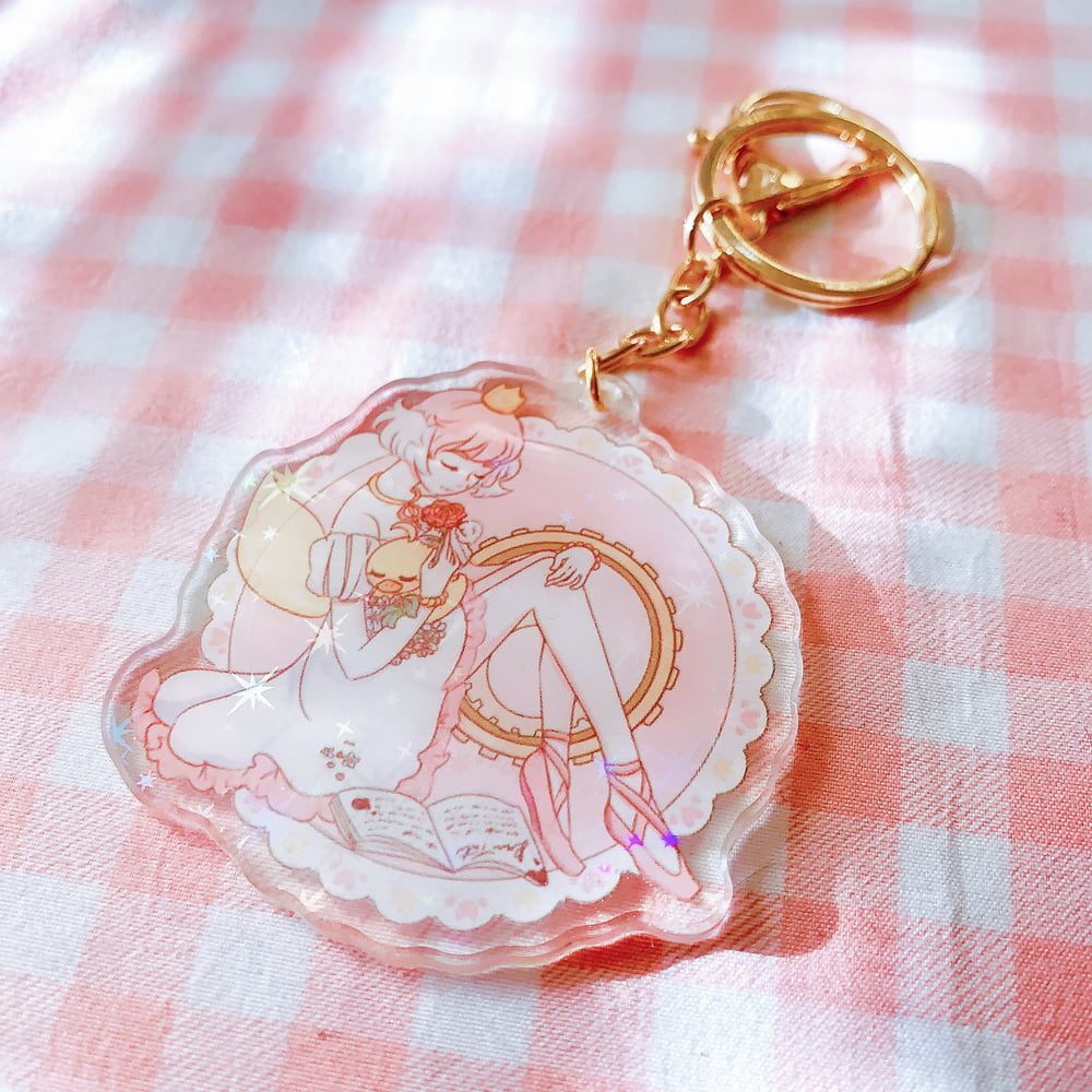 Image of Princess Tutu Dream Holographic Keychain Magical Girl Decoration Journal Aesthetic Kawaii Deco Anime