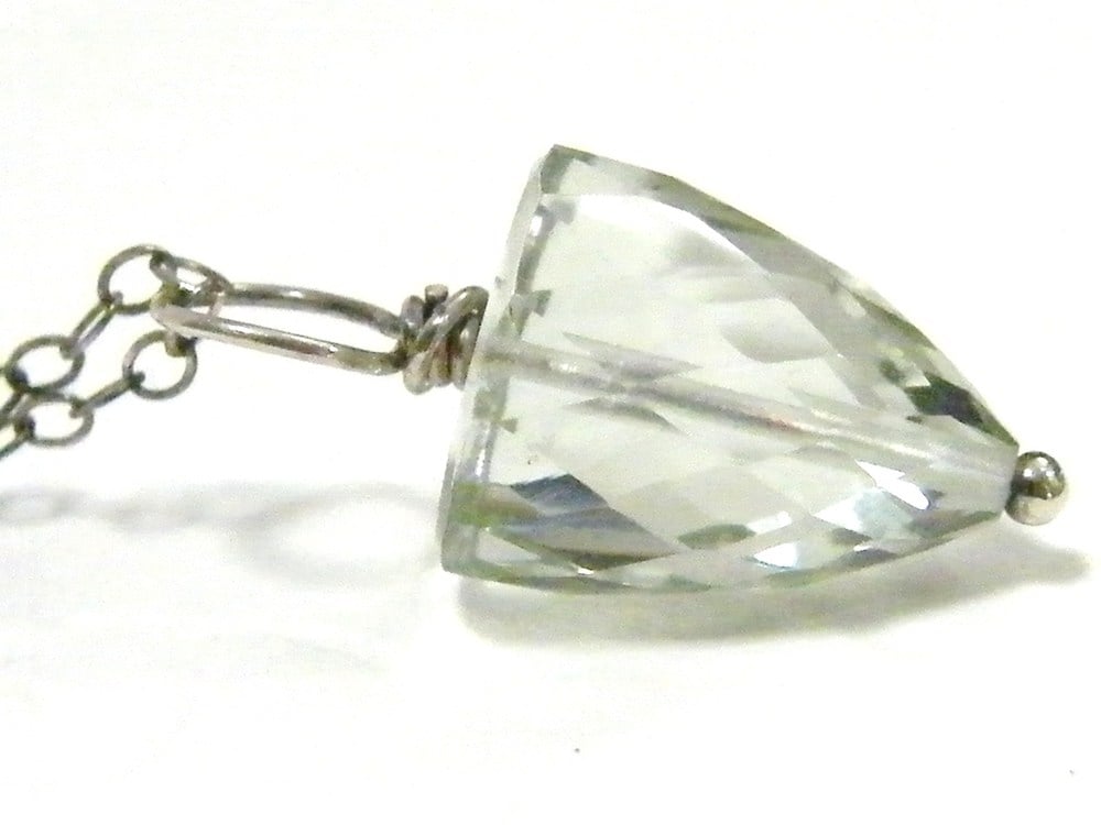 Image of Splendid Special Cut Faceted Green Amethyst Necklace