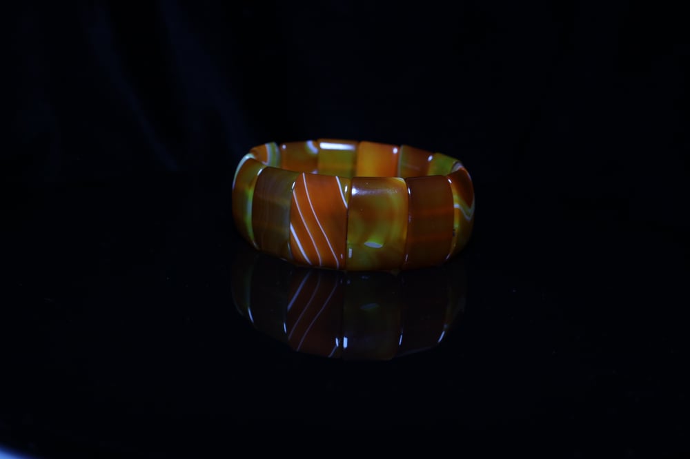 Handmade Natural Orange Agate Stone Gemstone Stretch Bracelet #2