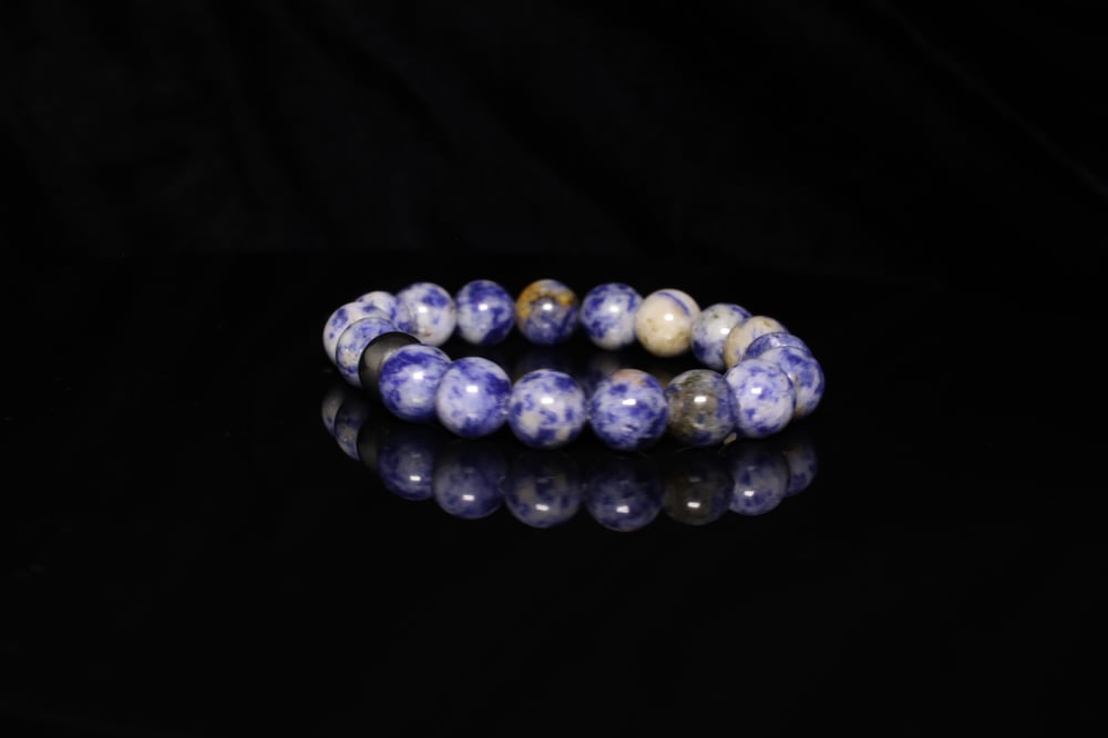 Handmade 10 mm Sodalite Grade A Genuine Natural Gemstone Smooth Round Loose Beads Stretch Bracelet 