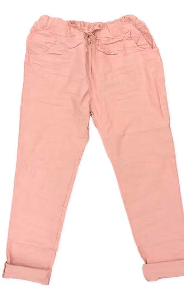 Image of Kate Silver Bead Crinkle Stretch Pants - Pink