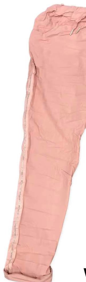 Image of Kate Silver Bead Crinkle Stretch Pants - Pink