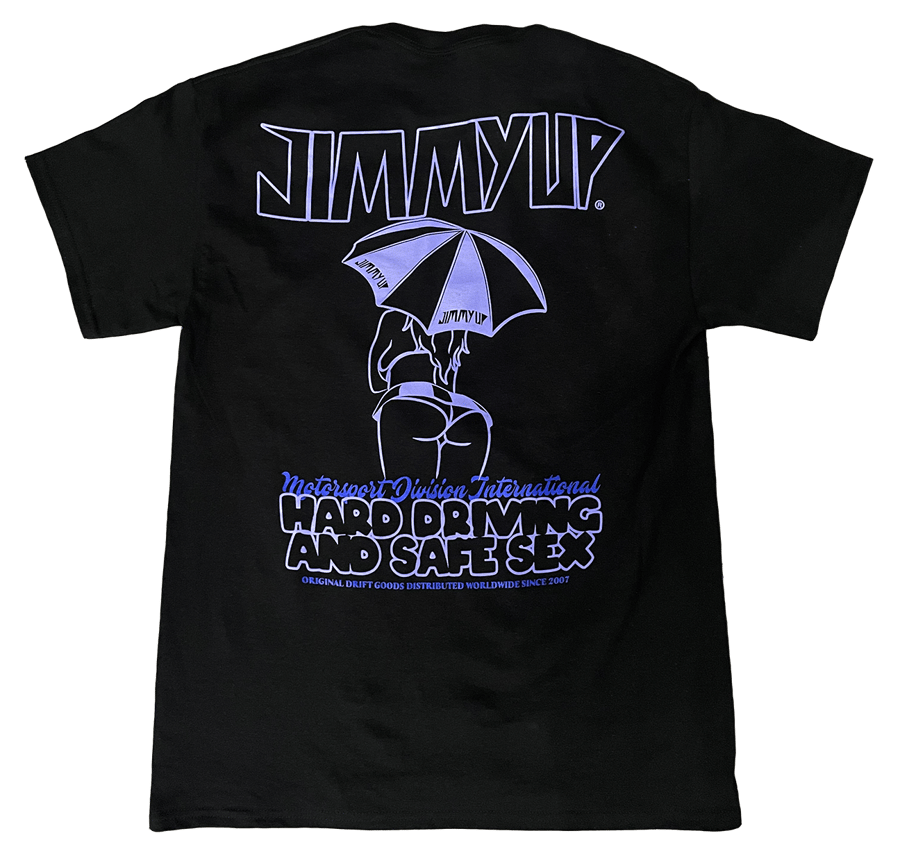 Image of Umbrella Girl Tees - Blurple on Black (Sml Only)