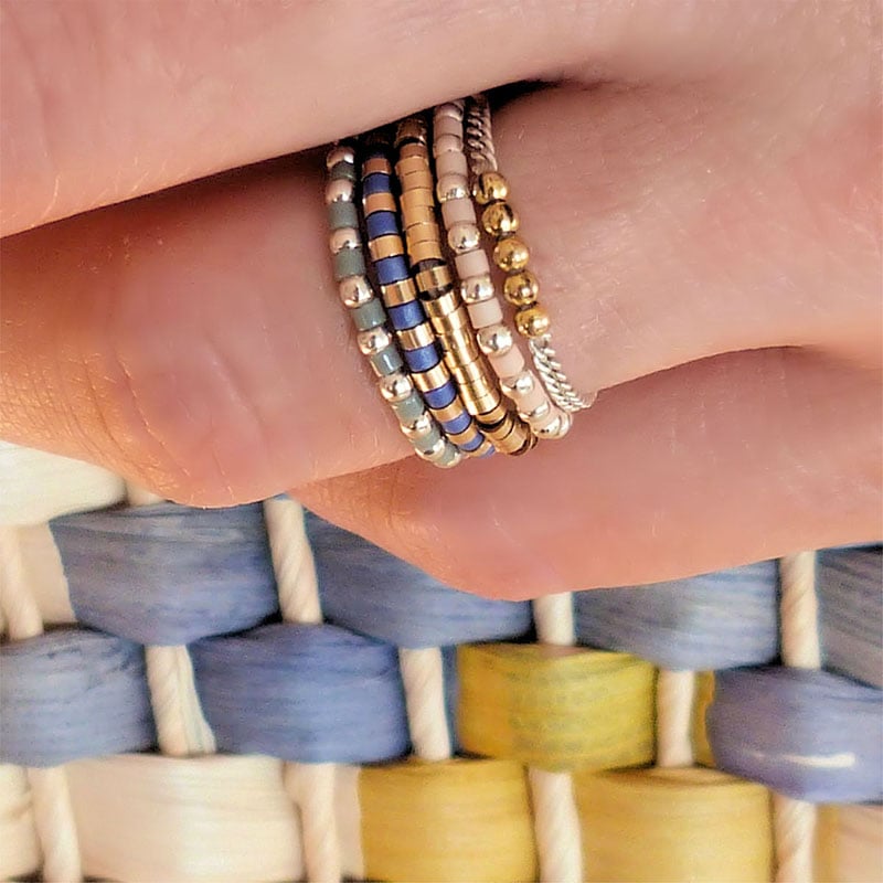 Image of BAGUE BLEUE et or "NIL" -  3 coloris
