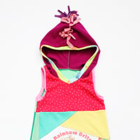 Image 3 of vintage rainbow brite patchwork fringe 8/10 courtneycourtney hooded hoodie hood