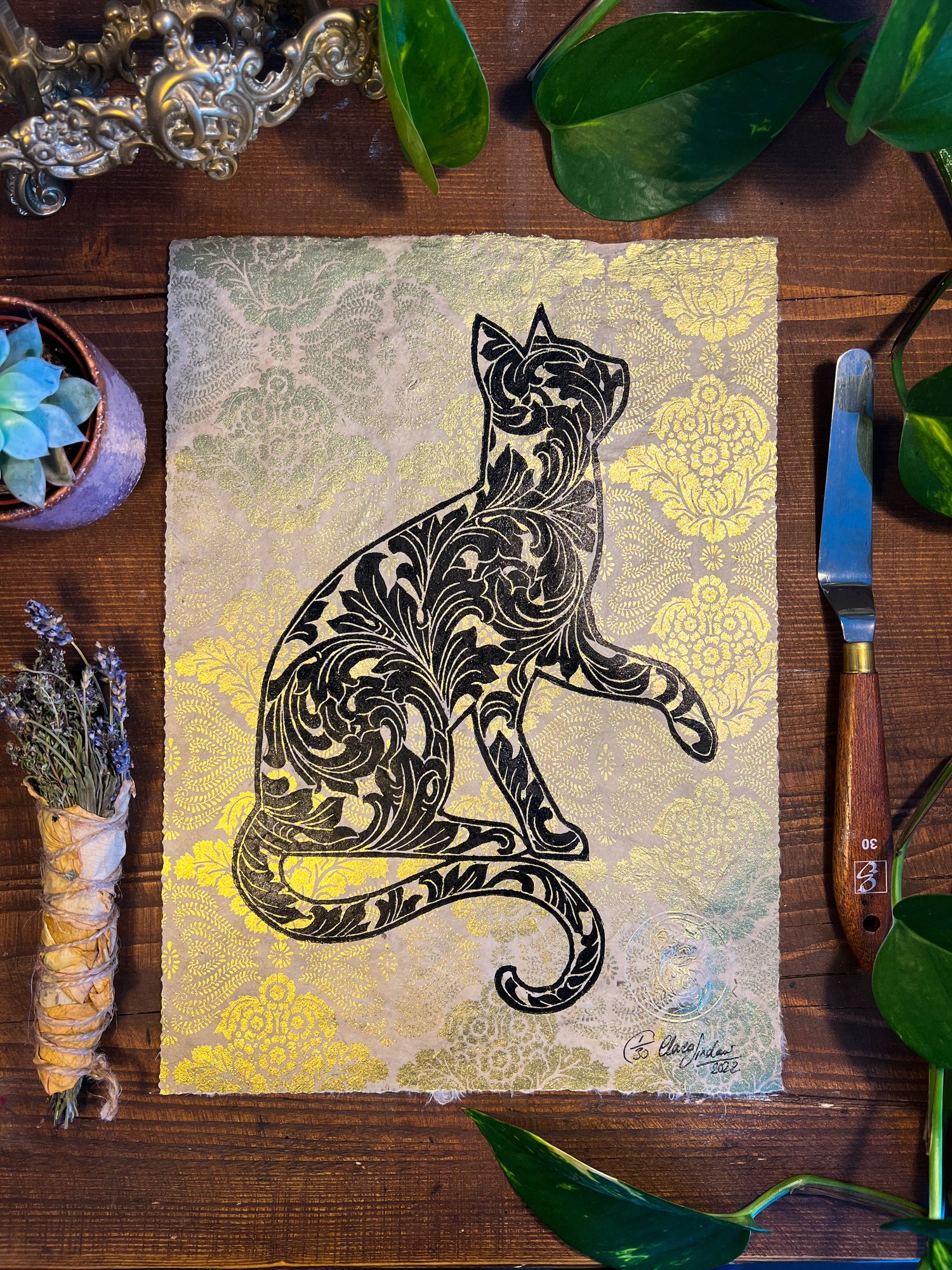 Image of Ornate Black Cat Print Special Edition.