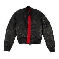 Image 1 of Vlone Runway Cropped Shearling Leather Bomber Black 