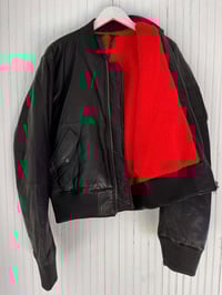 Image 2 of Vlone Runway Cropped Shearling Leather Bomber Black 