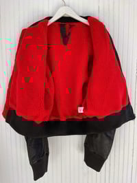 Image 3 of Vlone Runway Cropped Shearling Leather Bomber Black 
