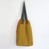 Large Canvas Shoulder Bag, Ochre with Charcoal Straps and Orange Detail. Boro Kit Bag 002