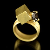 Image 3 of 2 carat salt and pepper brown diamond intersected by a hollow-form cuboid in 18ct Gold