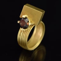 Image 5 of 2 carat salt and pepper brown diamond intersected by a hollow-form cuboid in 18ct Gold