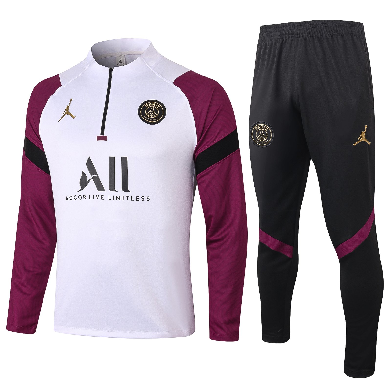 psg tracksuit white and burgundy