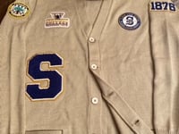 Image 4 of "SC PATCHES" CARDIGAN SWEATER - Classic Khaki or Snow White