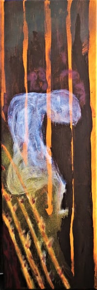 Image 1 of "Look up - be here now" - earth toned original, intuitive, collector acrylic art on canvas.