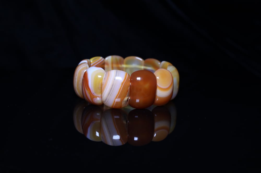 Handmade Natural Orange Agate Stone Gemstone Stretch Bracelet