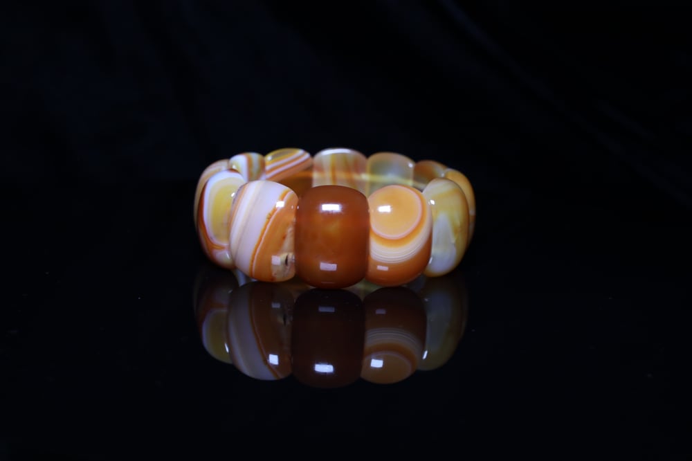 Handmade Natural Orange Agate Stone Gemstone Stretch Bracelet