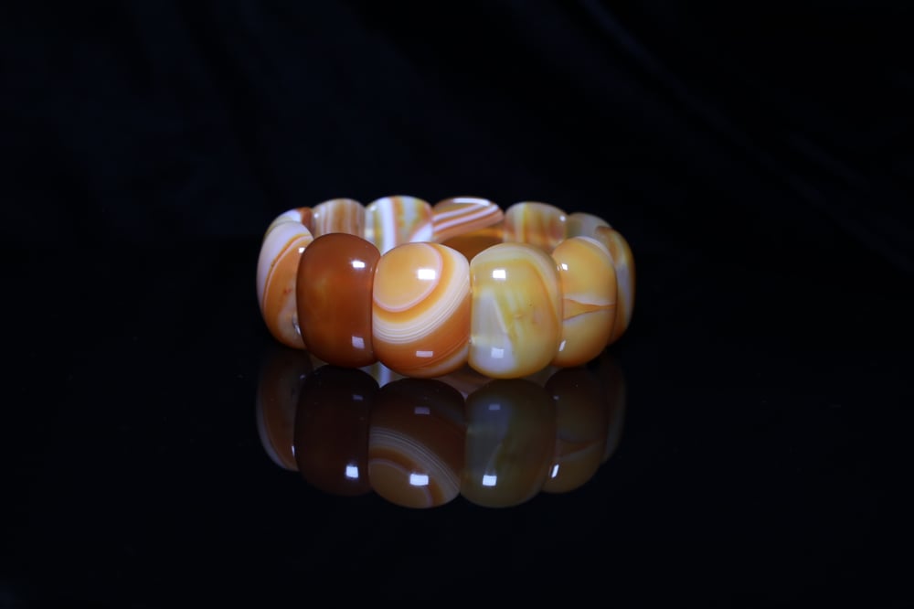 Handmade Natural Orange Agate Stone Gemstone Stretch Bracelet