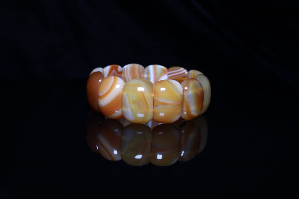 Handmade Natural Orange Agate Stone Gemstone Stretch Bracelet