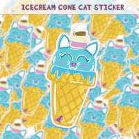 Image 2 of Cute Kitty Cat Ice Cream Cone Sticker