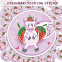 Pink & Red Strawberry Moon Cow Sticker