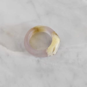 Image of Moss Agate antique style flat round face ring