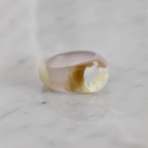 Image of Moss Agate antique style flat round face ring