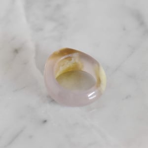 Image of Moss Agate antique style flat round face ring