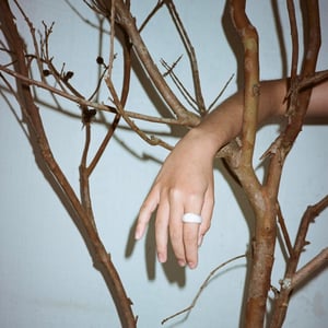 Image of White Agate antique style flat round face ring