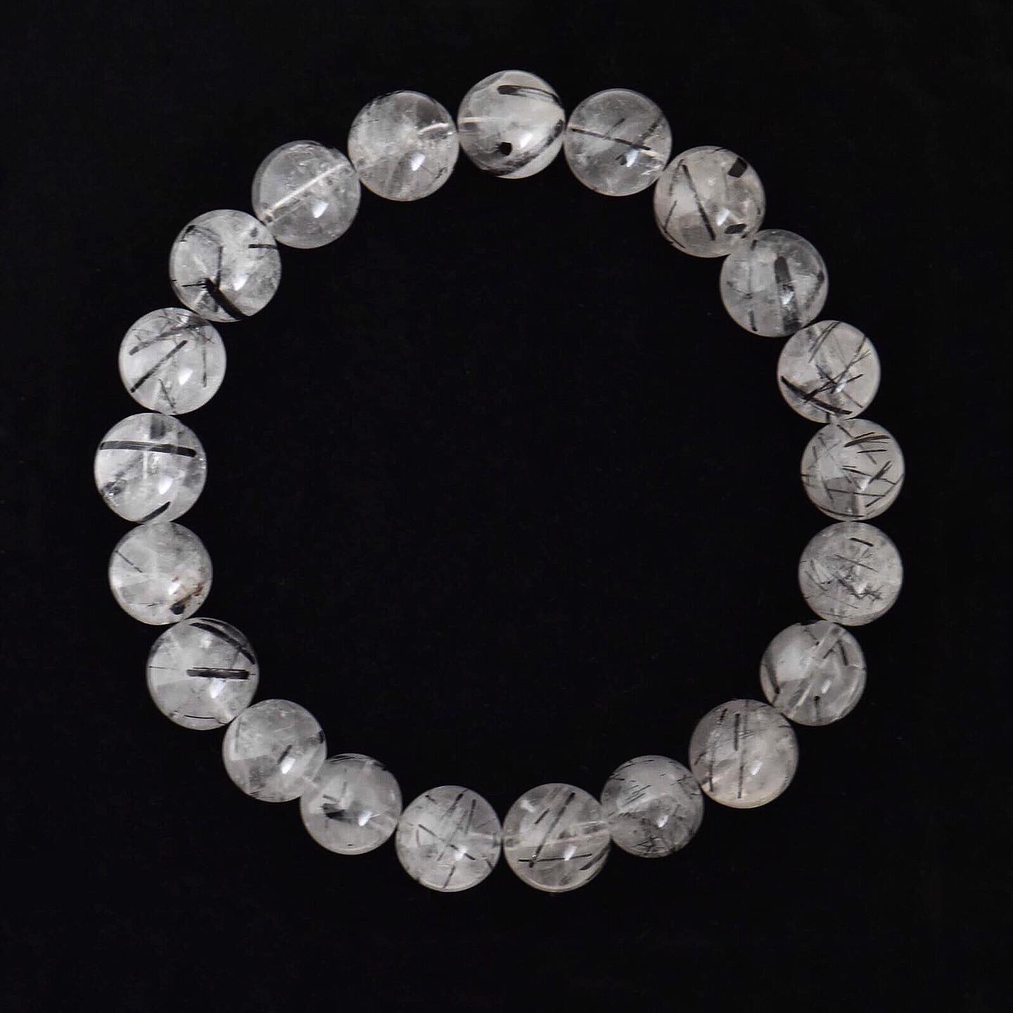 Black Rutilated Quartz (Tourmalined Quartz) Spheres Bracelet | The Dead ...