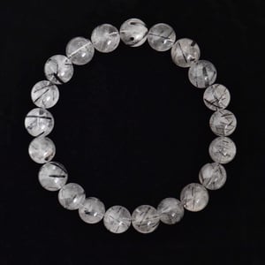 Image of Black Rutilated Quartz (Tourmalined Quartz) spheres bracelet