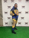 BOSSFITTED Navy Blue and Gold AOP Men's Joggers