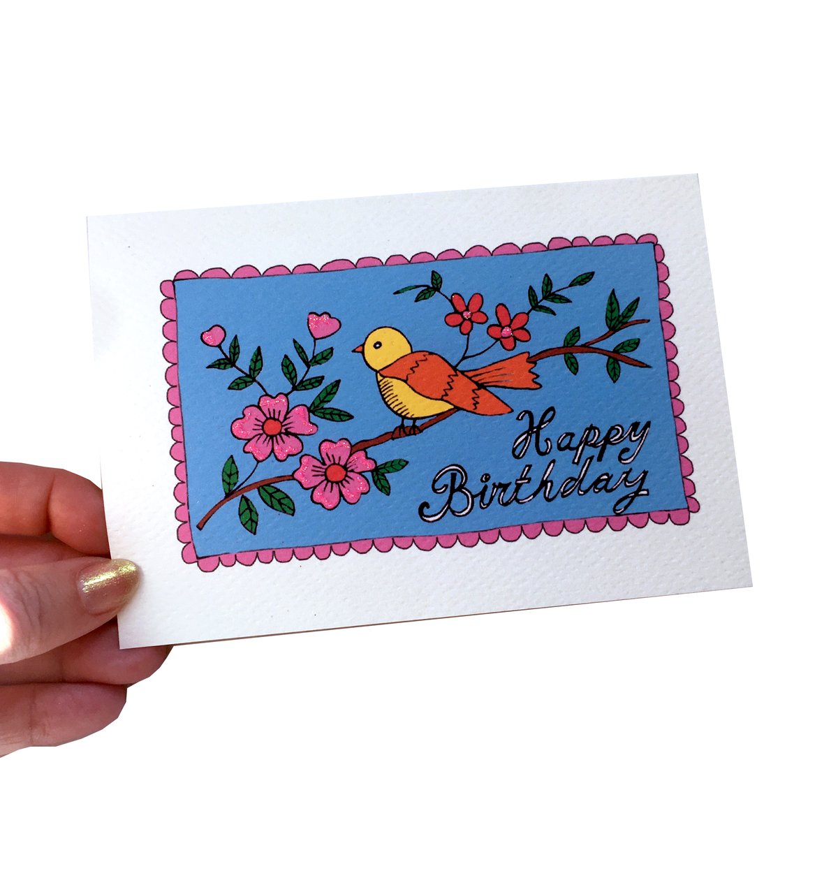 Frilly Bird Birthday Card 