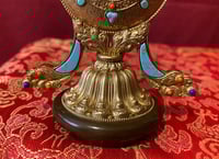 Image 3 of Dharma Wheel Statue • High Quality Ornate Detail • Inlaid Stones • 10.5cm Tall