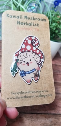 Image 2 of Kawaii Mushroom Herbalist | Handmade Lanyard/Lapel Pin