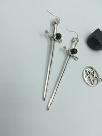 Image 4 of Gothic sword earrings - obsidian bead