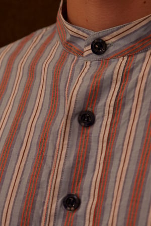 Image of Bed Shirt - Blue stripe cotton 