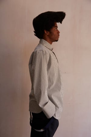 Image of Cuckoo Shirt - Light Grey & Ecru stripe 
