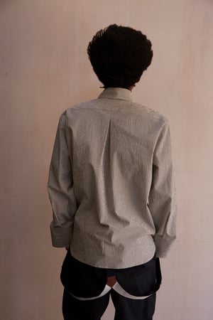 Image of Cuckoo Shirt - Light Grey & Ecru stripe 