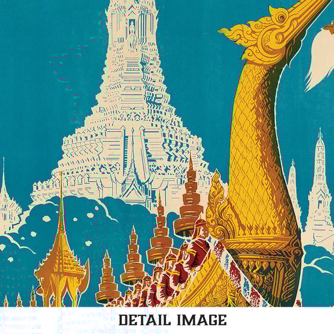 Thailand Land Of Beauty and Romance | 1950 | Wall Art Print | Home Decor | Vintage Travel Poster