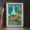 Thailand Land Of Beauty and Romance | 1950 | Wall Art Print | Home Decor | Vintage Travel Poster