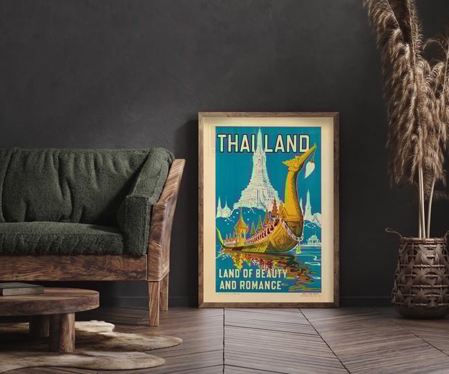 Thailand Land Of Beauty and Romance | 1950 | Wall Art Print | Home Decor | Vintage Travel Poster
